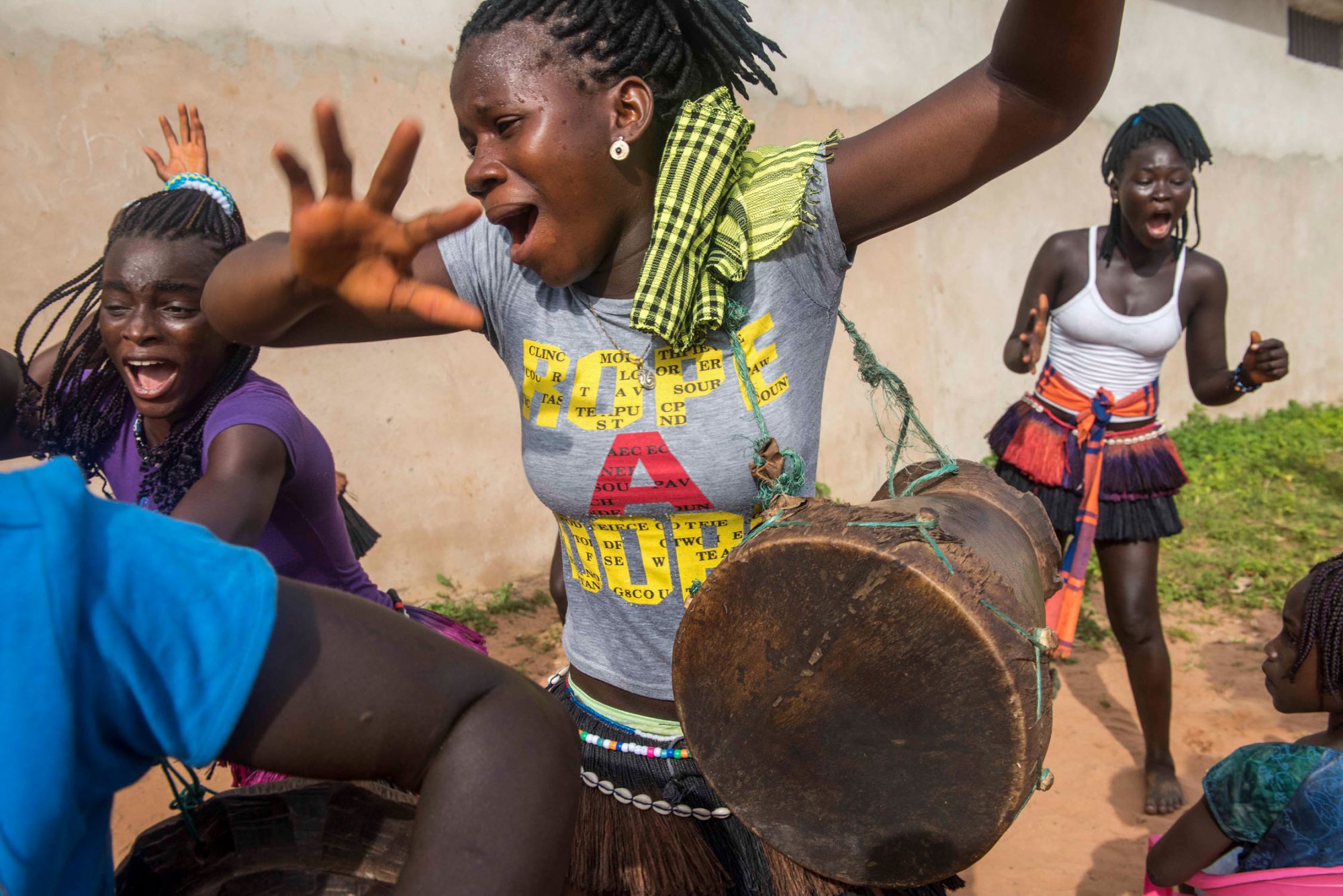 Guinea Bissau -Joyful dance of Cheerleader girls